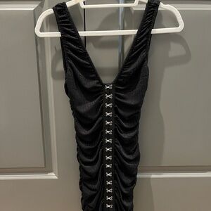 Black Mini Dress with tie up clips